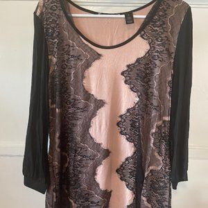 COPY - BKE, Buckle Apparel, Women's, Size Large, Pink/black lace, NWT, Blouse/T…